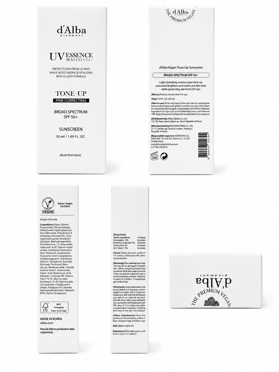 d’Alba UV Essence Waterfull Tone-Up Sunscreen SPF 50+ (Pink Correcting)